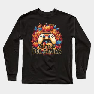 Pixel Harvest: Grateful For Gaming Thanksgiving Edition Long Sleeve T-Shirt